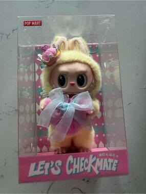 POP MART Let's Checkmate Plush Bunny Figure - Yellow & Pink